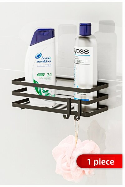 Bino Bathroom Organizer Shampoo Holder Soap Dish 1 Piece Adhesive with Lamas 2 Hangers Shower Rack Organizer