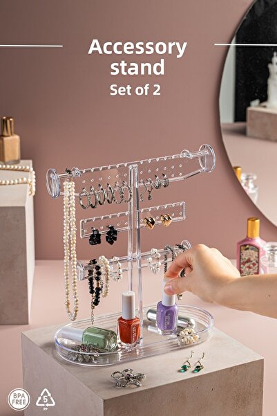 Nandy Home 2 قطعة حامل إكسسوار، منظم مجوهرات، قلادة، حلقة، منظم أقراط