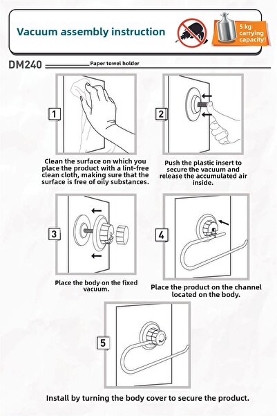 Teknotel Dm240 Chrome Vacuum Paper Towel Holder Drill Drill