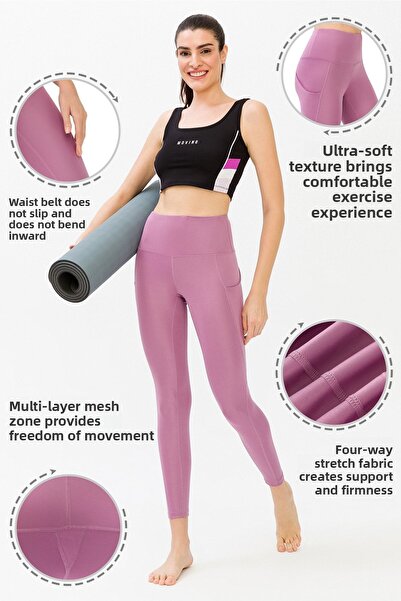 Los Ojos Colanți sport compacte cu talie înaltă lavandă pentru femei