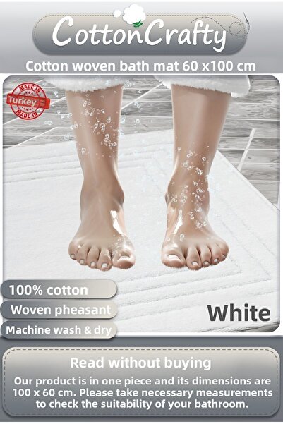 Cotton Crafty Βαμβακερό υφαντό χαλάκι μπάνιου που απορροφά το νερό, χαλί μπάνιου Vera 60x100 cm Πλένεται στο πλυντήριο & στεγνώνει