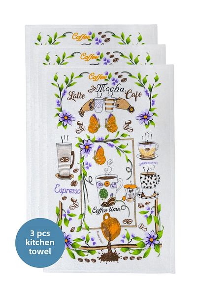 sevilya 3 Pack Printed White Kitchen Towel Model