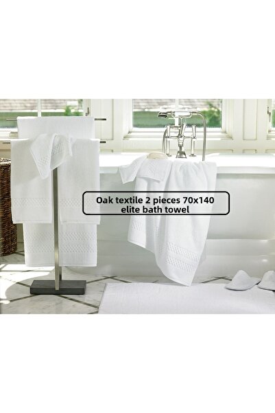 MEŞELİ TEKSTİL 2 Pieces Ultra Luxury Elite Hotel Bath Towel Checker Pattern 70x140 650 Gr