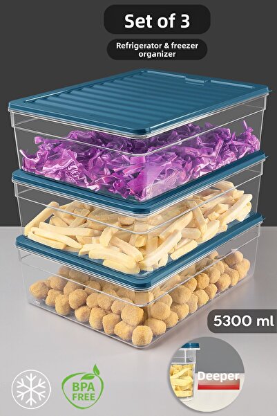 Meleni Home Set de probă de 3 bucăți pentru frigider profund - Organizatoare ...