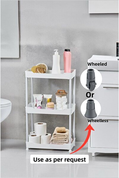 Bayev Clasy White 3-Tier under Sink Organizer Kitchen Bathroom Organizer Shelving Unit with Wheels