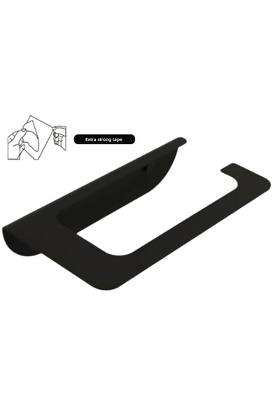 ardini حامل ورق تواليت أسود غير لامع - حامل ورق تواليت بيضاوي لاصق ومسمار