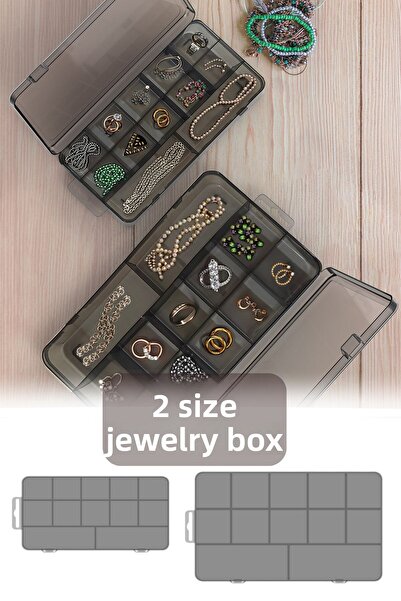 BOSSİO 2 Pieces 2 Sizes 12 Compartments Necklace Ring Jewelry Box with Lid Sewing Box Organizer Organizer Box