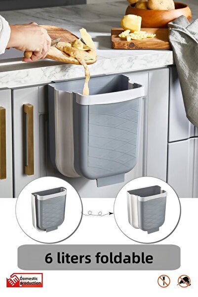 ARVALE Foldable Hanging Kitchen Undercounter Trash Can - Hideable Inside and Outside the Cabinet |   Gray