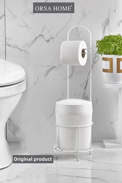 ORSA HOME 380 Suport pentru hârtie WC cu găleată rotundă albă