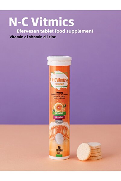 Crom Sağlık أقراص فوارة - مكمل غذائي يحتوي على فيتامين سي 1000 ملغ، فيتامين د...