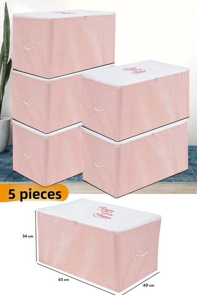 Serstil 5 Τεμάχια - Μεσαίου μεγέθους Ροζ Ριγέ Σκουπίδια 63 Χ 40 Χ 34 Εκ