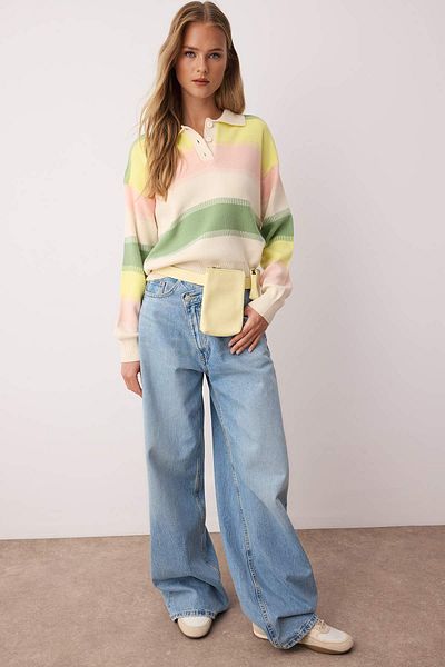 Trendyol Collection Mint Color Block Knitwear Sweater Twoaw22Kz0193