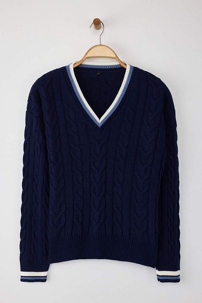 Trendyol Collection Navy Blue Braided College Themed Knitwear Sweater Twoaw26Kz00153