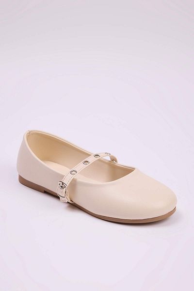 TRENDYOL SHOES Cremă Accesorii Bandă Detaliată Mare/Mică Fată Copii Mary Jane Balerina TAKAW26BE00001