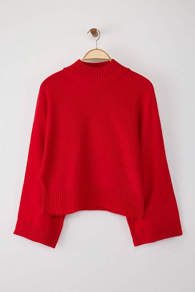 Trendyol Collection Pulover roșu cu mâneci spaniole cu croială largă TWOAW23KZ01838