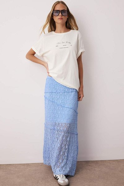 Trendyol Collection Fustă albastră deschisă TWOSS25ET00211