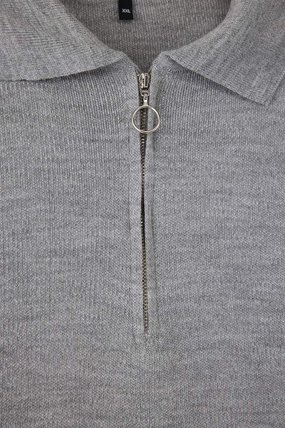 Trendyol Curve Gray Polo Collar Zipper Detailed Knitwear Sweater Tbbaw23An00056