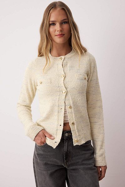 Trendyol Collection Beige Gradient Patterned Soft Textured Knitwear Cardigan Twoaw26Hi00070