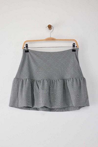 Trendyol Collection Gray Plaid Balloon Mold Shorts Skirt Shorts & Bermuda Twoaw26Sr00013