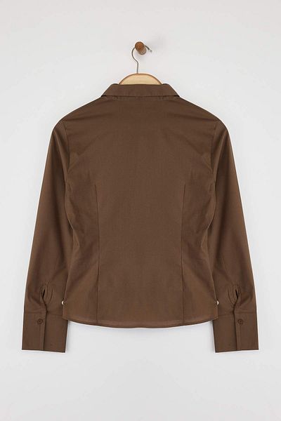 Trendyol Collection Σκούρο καφέ πουκάμισο με εφαρμογή μέσης TWOAW26GO00022