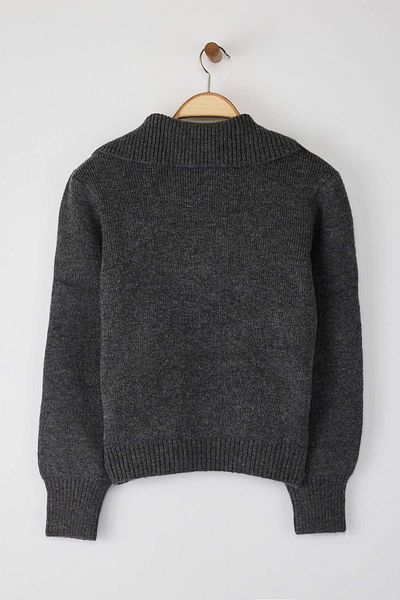 Trendyol Collection Anthracite Wool Premium Yarn/Special Yarn Zippered Basic Knitwear Sweater Twoaw26Kz00071