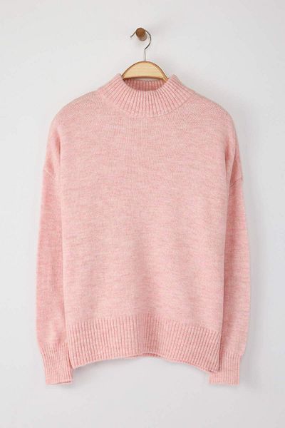 Trendyol Collection Pulover tricotat cu guler în picioare, cu textura moale, cu formă lată, TWOAW23KZ00469
