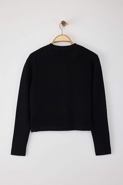 Trendyol Collection Black Button Detailed Crop Premium/Special Yarn Knitwear Cardigan Twoaw26Hi00094