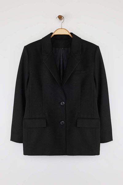 Trendyol Collection Μαύρο Κασμίρ Παλτό Προσαρμοσμένης Συλλογής Blazer TWOAW26BC00005