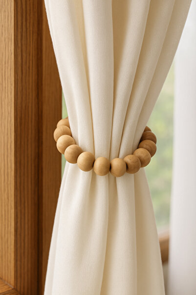 ALAMODECOR Bohem Ahşap Boncuk Perde Bağı Aksesuarı