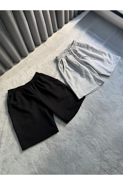 formenza Men's Regular Shorts Set of 2 Black-Gray