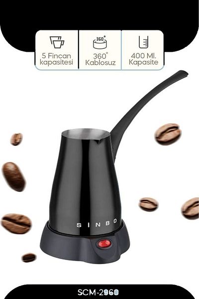 Sinbo Scm-2960 Wireless Inox Electric Coffee Pot Black