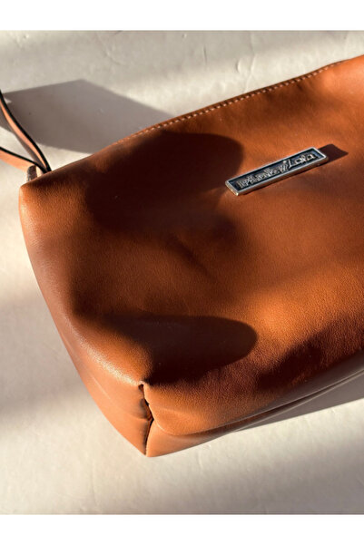 Pinkylola outlet seri -sezon sonu -Bb Model Taba Renk Vegan Deri (SUNİ) Makyaj Çantası & Portföy