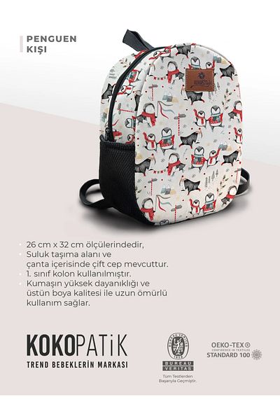 Kokopatik Geantă de creșă de mărime medie cu model de iarnă pinguin
