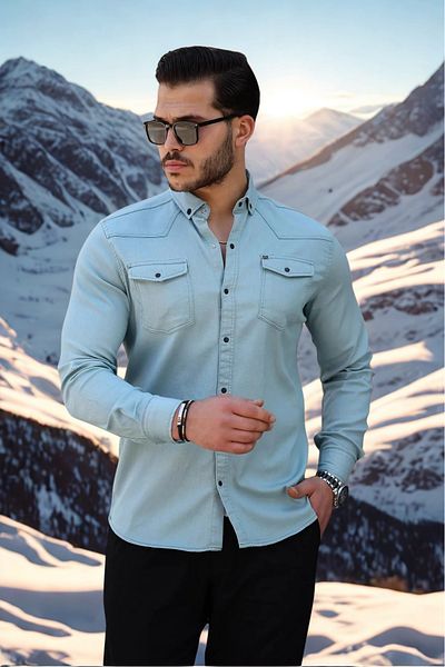 comstar Snap Fastener Slim Fit Τζιν πουκάμισο - Διπλή τσέπη