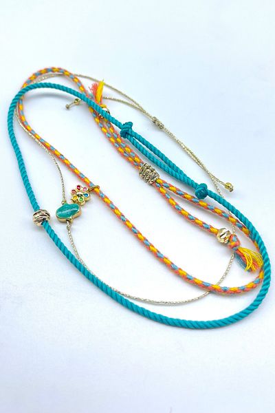 Concept HuBuTU Minimal Flower Fatma Ana Dorika Figured Bohemian Style Summer Rope Anklet Set (3 Pieces)
