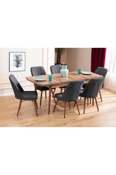 Toce 6 Kişilik Açılır Masa Sandalye Takımı Mutfak Masası Takımı Salon Masası ...