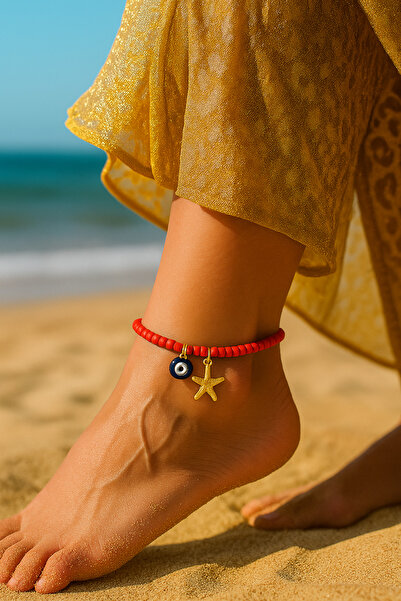Puffy Starfish and Evil Eye Anklet