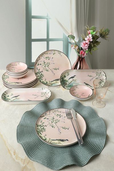 Keramika Set de mic dejun Pink Woods 12 piese pentru 6 persoane 22639-41