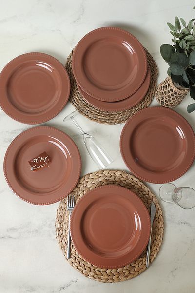 Keramika Brown Bella Serving Plate 27 Cm, 6 Pieces 605