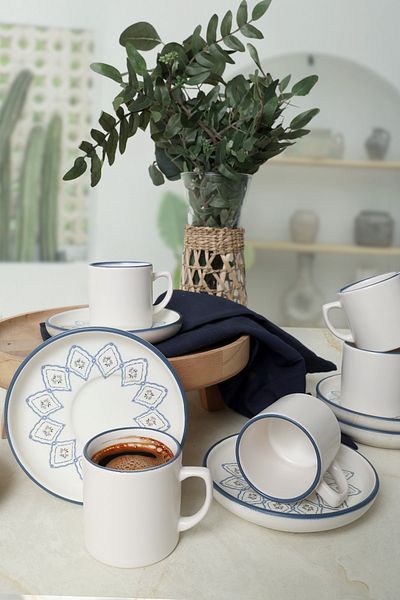 Keramika Floral Waves Nordic Coffee Set 12 τεμαχίων για 6 άτομα 22669-71