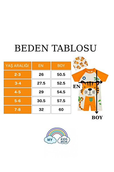 My Kids Wear Çizgi Film Desenli Fermuarlı Boneli Erkek Çocuk Mayo Takımı