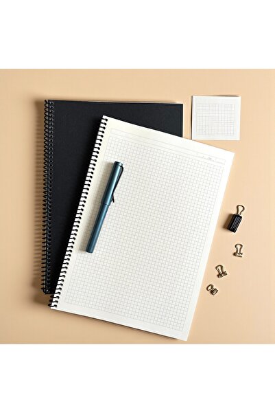 Fark Tanıtım Caiet cu spirală în carouri A4 (copertă neagră)