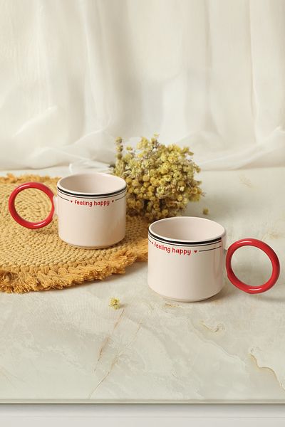 Keramika Κόκκινο Στοιβαζόμενο Ring Club Cup, 8 cm, 2 τεμάχια