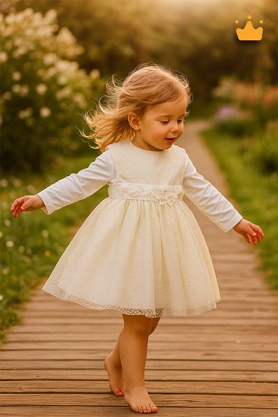 Babydola Patterned Tulle Baby Girl's Evening Dress Holiday Dress 13892