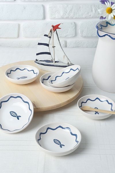 Keramika Marin Halka Σάλτσα / Μπολ για μπισκότα 13 cm, 6 τμχ (22874)