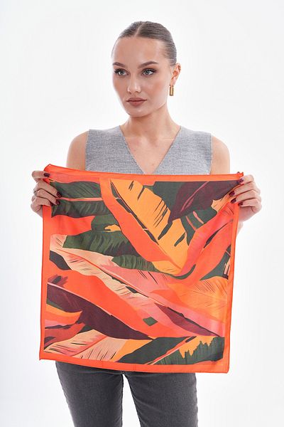 Axesoire 15316 Bandana eșarfă portocalie cu model de frunze