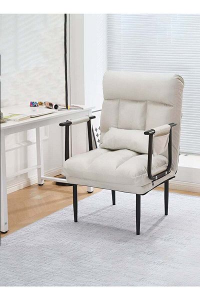 Taimi Folding Recliner Chair, 2-in-1 Chair and Bed with Adjustable Backrest, Office and Bedroom - White