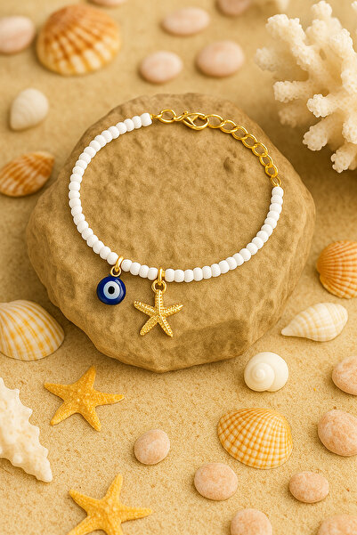 Puffy Starfish and Evil Eye Anklet