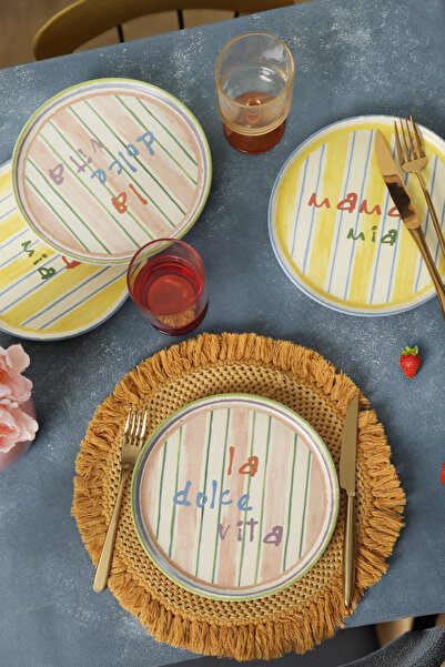 Keramika Mama Mia La Dolce Vita Cake Plate - 22 Cm, 4 Pieces, 22724-25