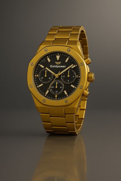 Goldpower Luxury Men's Wristwatch with Steel Calendar